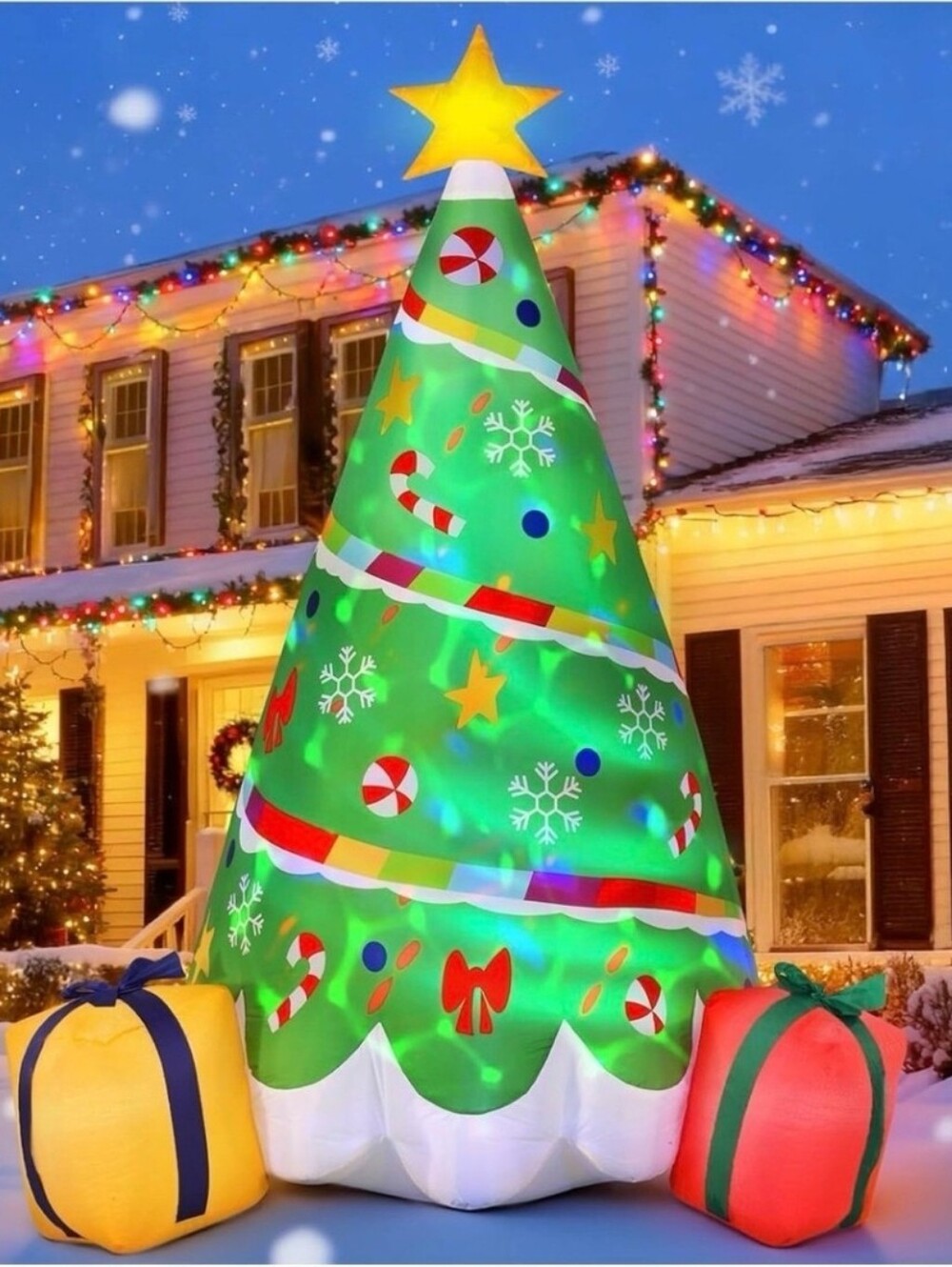 JoieDomi 6 FT Rainbow Ribbon Christmas Tree Holiday Inflatable LED NIB